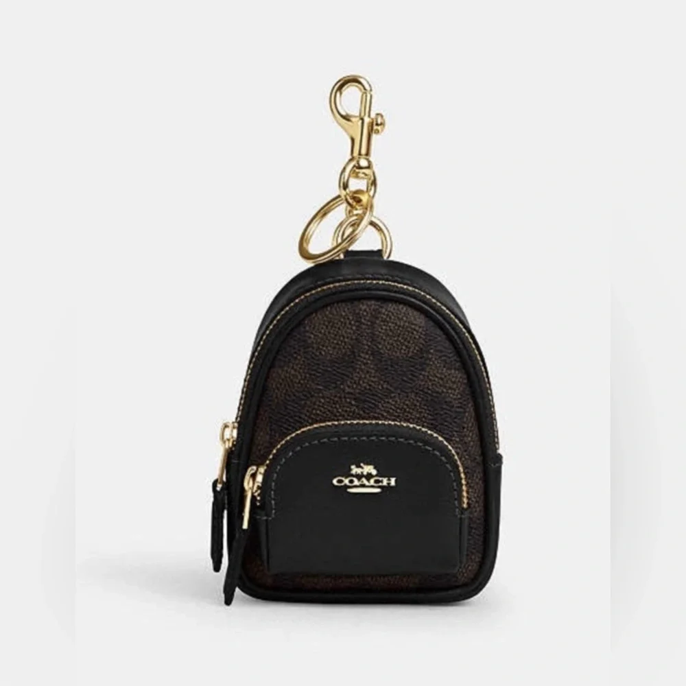 Last 1 ! New Coach Mini Court Backpack Bag Charm In Signature Canvas